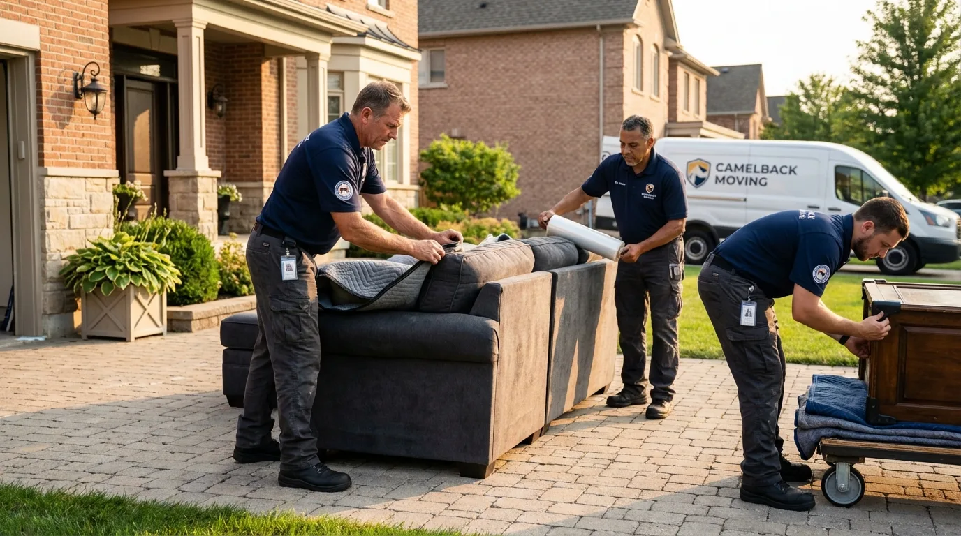Large estate moving crew wrapping furniture in Van Lear, KY